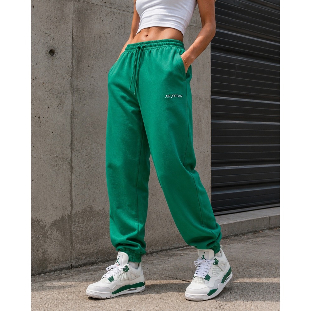 Jordan Brand Essential Fleece Sweatpants Cotton High Rise Jogger Green Small
